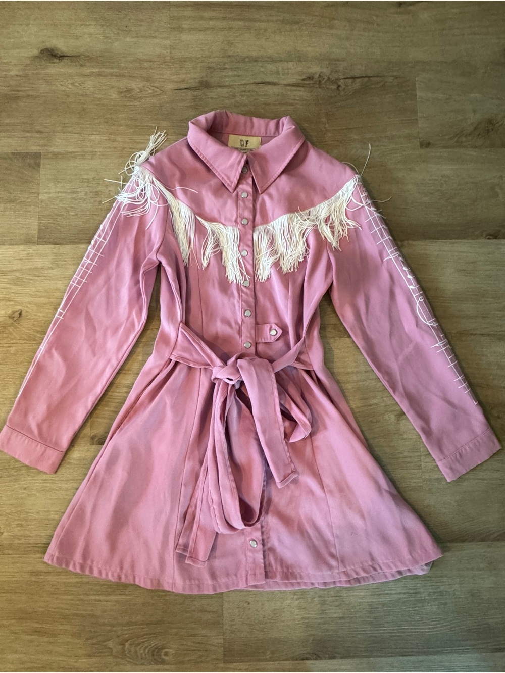 The Fashion Brand Company Trixie Pink Fringe Western Shirt Dress XS